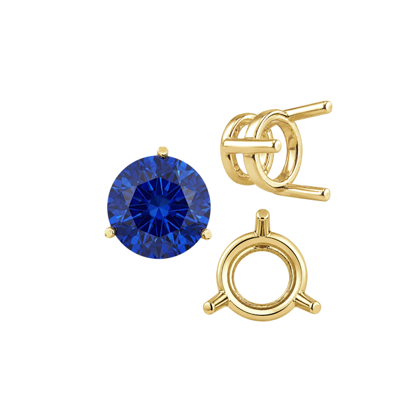 ITI NYC Three Prong Round Wire Basket Settings in 14K Gold (1.25 mm - 8.00 mm)