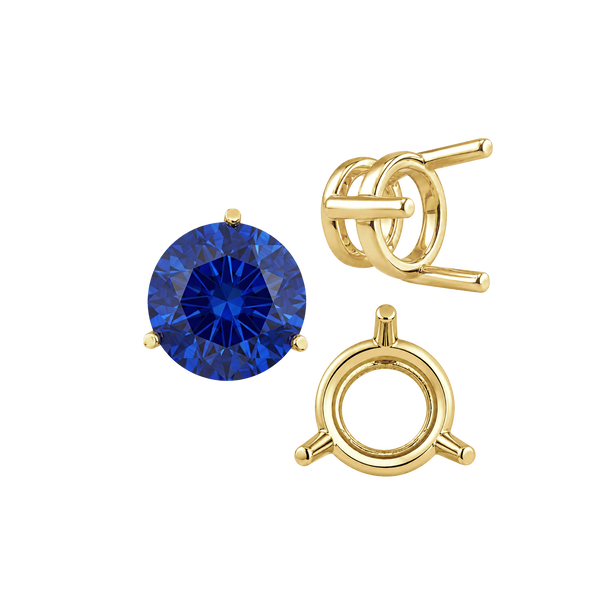ITI NYC Three Prong Round Wire Basket Settings in 14K Gold (1.25 mm - 8.00 mm)