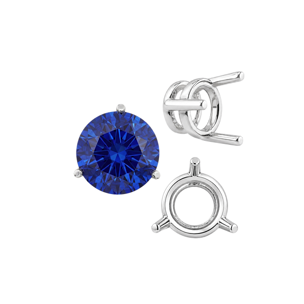 ITI NYC Three Prong Round Wire Basket Settings in Sterling Silver (1.25 mm - 8.00 mm)