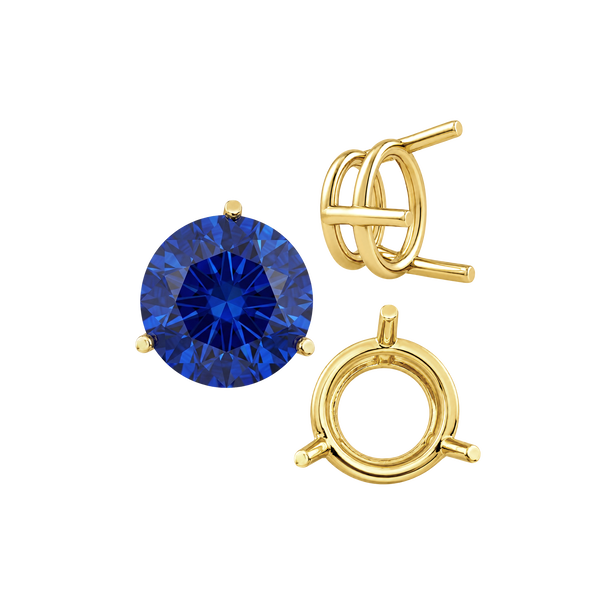 ITI NYC Three Prong Round Wire Basket Settings in 14K Gold (1.25 mm - 8.00 mm)