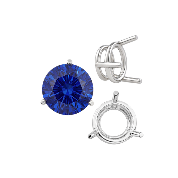ITI NYC Three Prong Round Wire Basket Settings in Sterling Silver (1.25 mm - 8.00 mm)