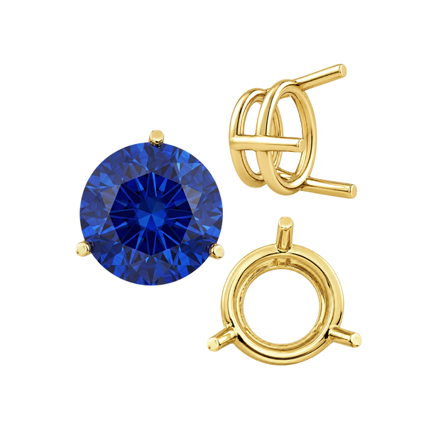 ITI NYC Three Prong Round Wire Basket Settings in 14K Gold (1.25 mm - 8.00 mm)