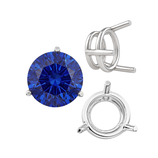 ITI NYC Three Prong Round Wire Basket Settings in Sterling Silver (1.25 mm - 8.00 mm)