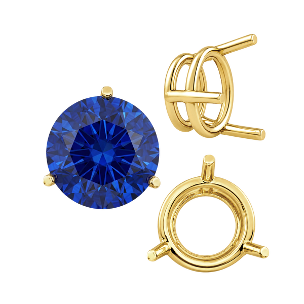 ITI NYC Three Prong Round Wire Basket Settings in 14K Gold (1.25 mm - 8.00 mm)