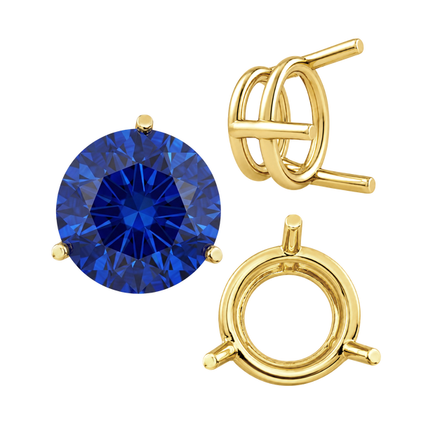 ITI NYC Three Prong Round Wire Basket Settings in 14K Gold (1.25 mm - 8.00 mm)
