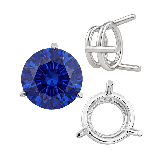 ITI NYC Three Prong Round Wire Basket Settings in Sterling Silver (1.25 mm - 8.00 mm)