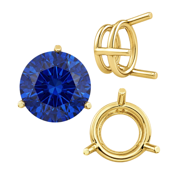 ITI NYC Three Prong Round Wire Basket Settings in 14K Gold (1.25 mm - 8.00 mm)