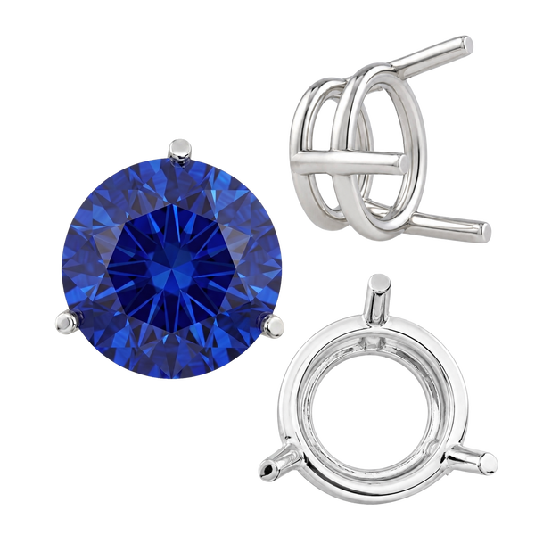 ITI NYC Three Prong Round Wire Basket Settings in Sterling Silver (1.25 mm - 8.00 mm)