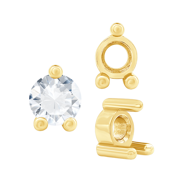 ITI NYC Three Prong Round Low Base Heavy Settings in 14K Gold (1.50 mm - 6.00 mm)