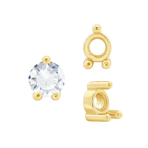 ITI NYC Three Prong Round Low Base Heavy Settings in 14K Gold (1.50 mm - 6.00 mm)