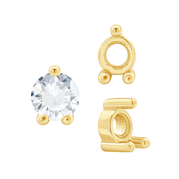 ITI NYC Three Prong Round Low Base Heavy Settings in 14K Gold (1.50 mm - 6.00 mm)