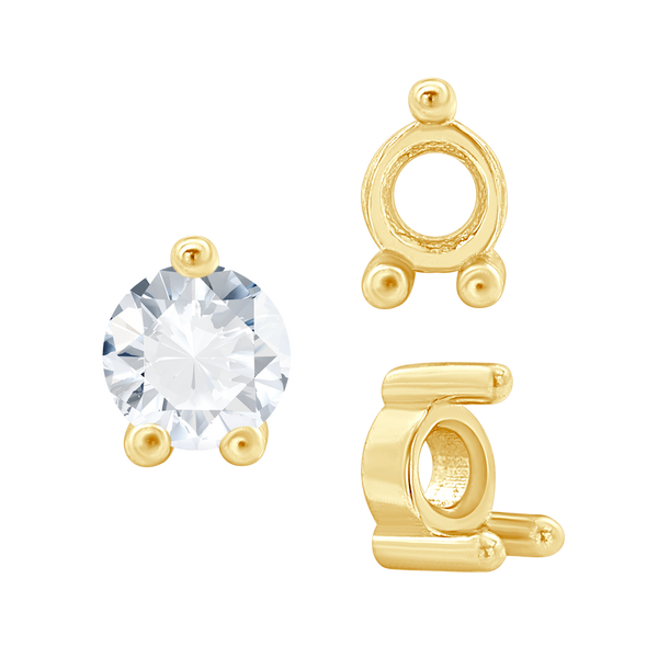 ITI NYC Three Prong Round Low Base Heavy Settings in 14K Gold (1.50 mm - 6.00 mm)
