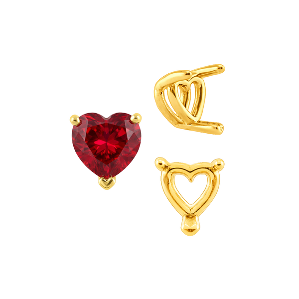 ITI NYC V-End Heart Shape Wire Basket Settings in 14K Gold (3.00 x 3.00 mm - 10.00 x 10.00 mm)