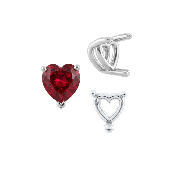 ITI NYC V-End Heart Shape Wire Basket Settings in Sterling Silver (3.00 x 3.00 mm - 10.00 x 10.00 mm)