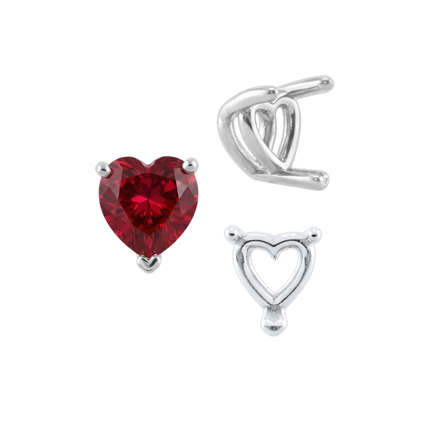 ITI NYC V-End Heart Shape Wire Basket Settings in Sterling Silver (3.00 x 3.00 mm - 10.00 x 10.00 mm)