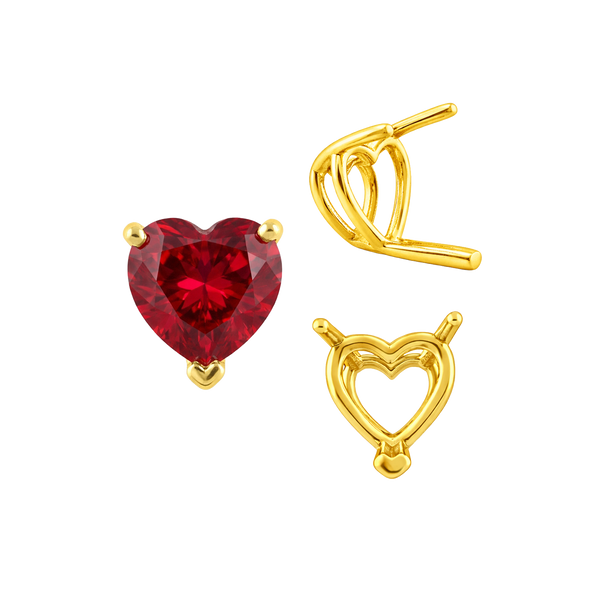 ITI NYC V-End Heart Shape Wire Basket Settings in 14K Gold (3.00 x 3.00 mm - 10.00 x 10.00 mm)