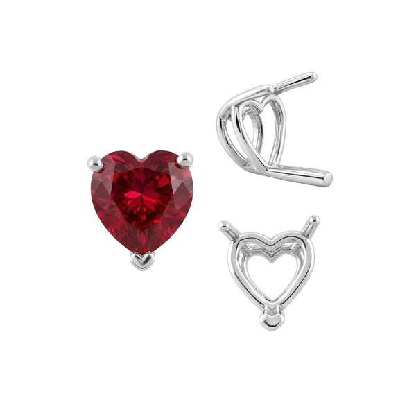 ITI NYC V-End Heart Shape Wire Basket Settings in Sterling Silver (3.00 x 3.00 mm - 10.00 x 10.00 mm)