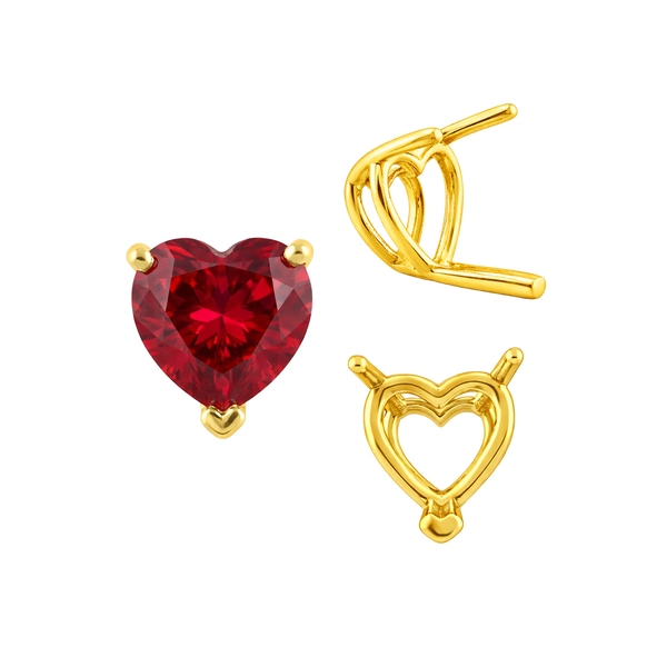 ITI NYC V-End Heart Shape Wire Basket Settings in 14K Gold (3.00 x 3.00 mm - 10.00 x 10.00 mm)