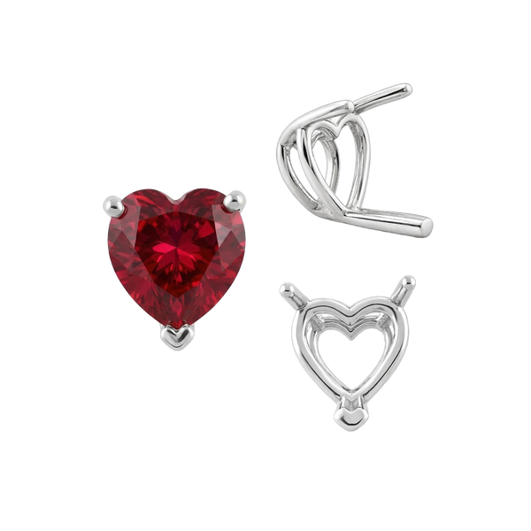 ITI NYC V-End Heart Shape Wire Basket Settings in Sterling Silver (3.00 x 3.00 mm - 10.00 x 10.00 mm)