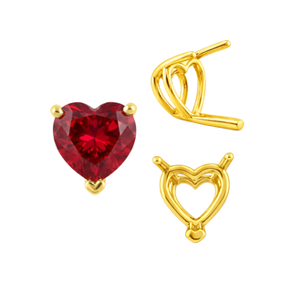 ITI NYC V-End Heart Shape Wire Basket Settings in 14K Gold (3.00 x 3.00 mm - 10.00 x 10.00 mm)