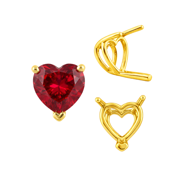 ITI NYC V-End Heart Shape Wire Basket Settings in 14K Gold (3.00 x 3.00 mm - 10.00 x 10.00 mm)