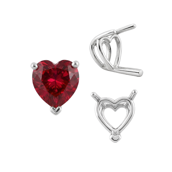 ITI NYC V-End Heart Shape Wire Basket Settings in Sterling Silver (3.00 x 3.00 mm - 10.00 x 10.00 mm)