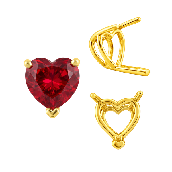 ITI NYC V-End Heart Shape Wire Basket Settings in 14K Gold (3.00 x 3.00 mm - 10.00 x 10.00 mm)