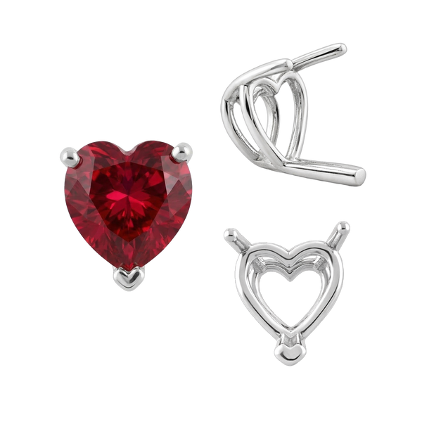 ITI NYC V-End Heart Shape Wire Basket Settings in Sterling Silver (3.00 x 3.00 mm - 10.00 x 10.00 mm)