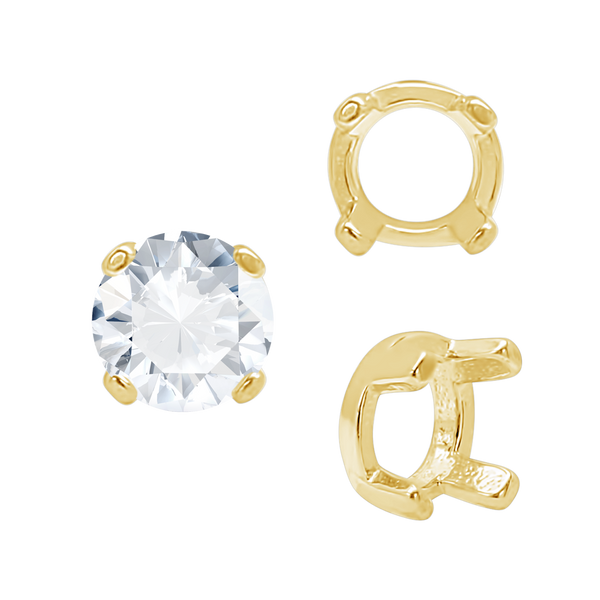 ITI NYC Four Prong Round Low Base Settings in 14K Gold (2.00 mm - 8.00 mm)