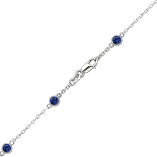 Finished Diamond by the Yard Cable Chain Necklace in 14K White Gold with Sapphire Stones