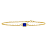 Diamond or Gemstone Square Bezel Charm in 14K Yellow Round Cable Bracelet