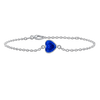 Diamond or Gemstone Heart Bezel Charm in 14K White Diamond Cut Cable Bracelet