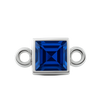 Diamond or Gemstone Square Bezel Bracelet/Necklace Charm in 14K White Gold