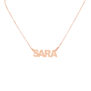 Block Letter Laser Cut Out Necklace in 14K Rose Gold