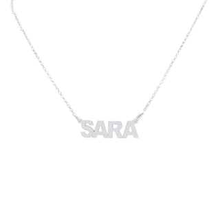 Block Letter Laser Cut Out Necklace in 14K White Gold