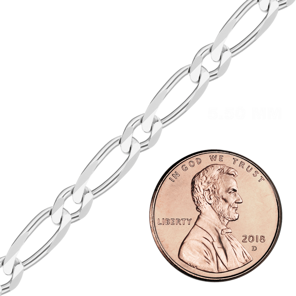 Bulk / Spooled Single Figaro Chain in Sterling Silver (1.70 mm - 6.80 mm)