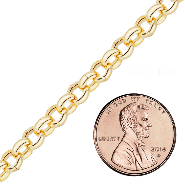 Bulk / Spooled Round Semi-Solid Rolo Chain in 14K Yellow Gold (2.50 mm - 8.00 mm)