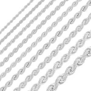 Bulk / Spooled Handmade Solid Rope Chain in Sterling Silver (4.00 mm - 12.60 mm)