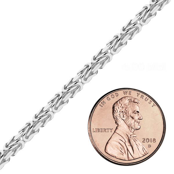 Bulk / Spooled Square Byzantine Handmade Chain in Sterling Silver (2.40 mm - 6.80 mm)