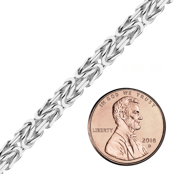 Bulk / Spooled Square Byzantine Handmade Chain in Sterling Silver (2.40 mm - 6.80 mm)