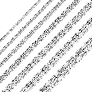 Bulk / Spooled Square Byzantine Handmade Chain in Sterling Silver (2.40 mm - 6.80 mm)