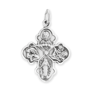 ITI NYC Double-Sided Four-Way Cross Pendant with Antique Finish in Sterling Silver
