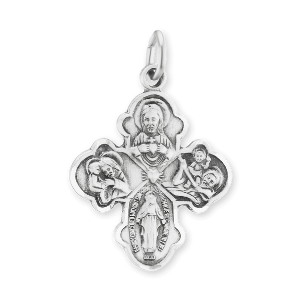 ITI NYC Double-Sided Four-Way Cross Pendant with Antique Finish in Sterling Silver