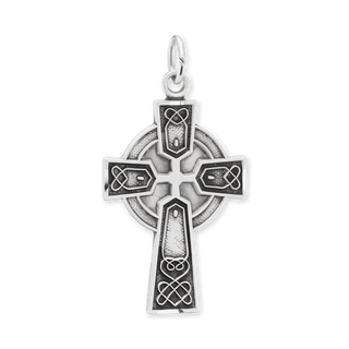 ITI NYC Sterling Silver Celtic Cross Pendant with Black Enamel