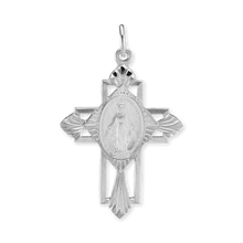 Load image into Gallery viewer, ITI NYC Cross Pendant with Miraculous Medallion in Sterling Silver
