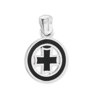 ITI NYC Pattee Cross Pendant Medallion with Black Enamel in Sterling Silver