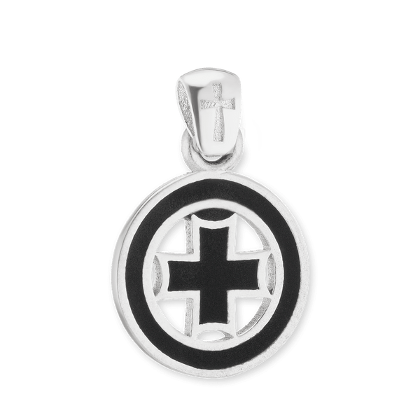 ITI NYC Pattee Cross Pendant Medallion with Black Enamel in Sterling Silver