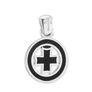 ITI NYC Pattee Cross Pendant Medallion with Black Enamel in Sterling Silver