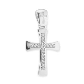 ITI NYC Tapered Cross Pendant with Cubic Zirconia in Sterling Silver