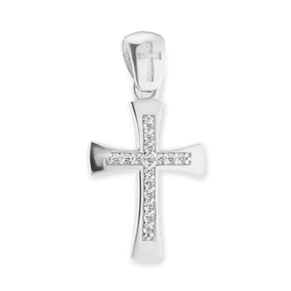 ITI NYC Tapered Cross Pendant with Cubic Zirconia in Sterling Silver